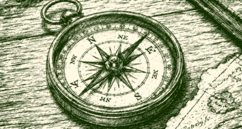 Vintage compass on a nautical map, representing Thurston Creative finding the direction for Charlotte branding
